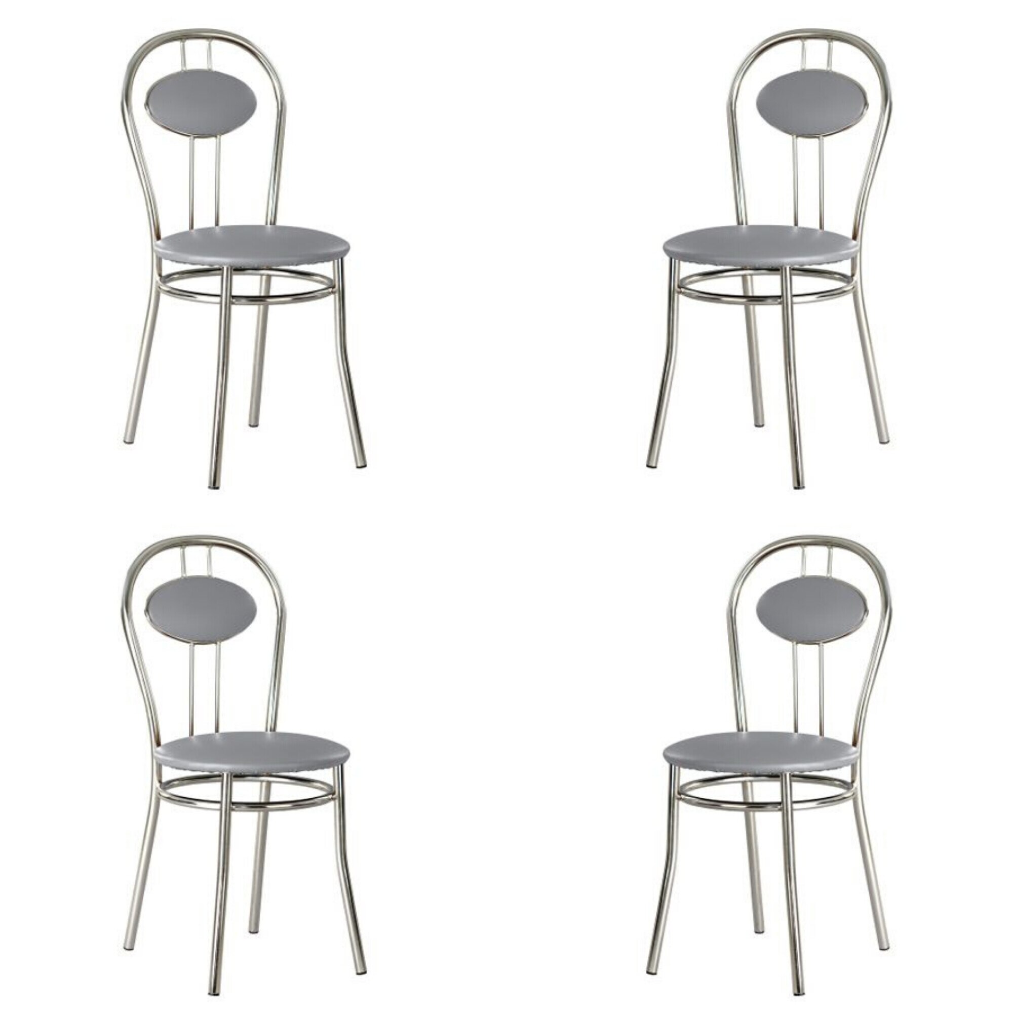 Set 4 scaune bucatarie/dining TIZIANO, Gri piele ecologica