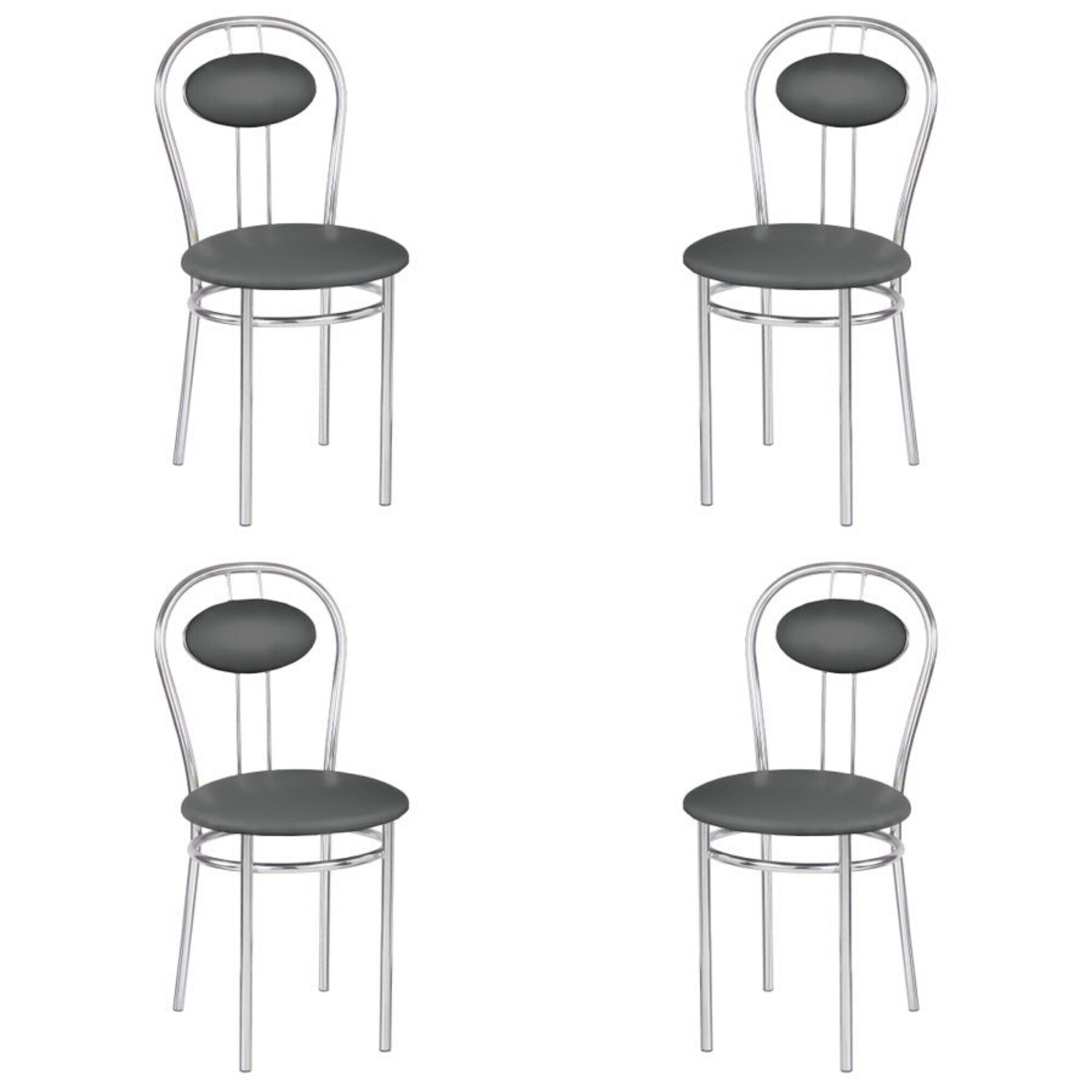 Set 4 scaune bucatarie/dining TIZIANO, Gri inchis piele ecologica