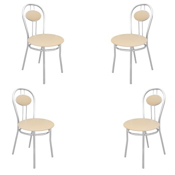 Set 4 scaune bucatarie/dining TIZIANO, Crem piele ecologica Set 4 scaune bucatarie/dining TIZIANO, Crem piele ecologica