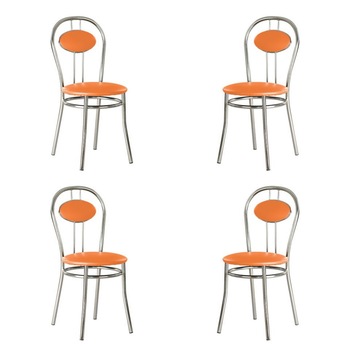 Set 4 scaune bucatarie/dining TIZIANO, Portocaliu piele ecologica Set 4 scaune bucatarie/dining TIZIANO, Portocaliu piele ecologica