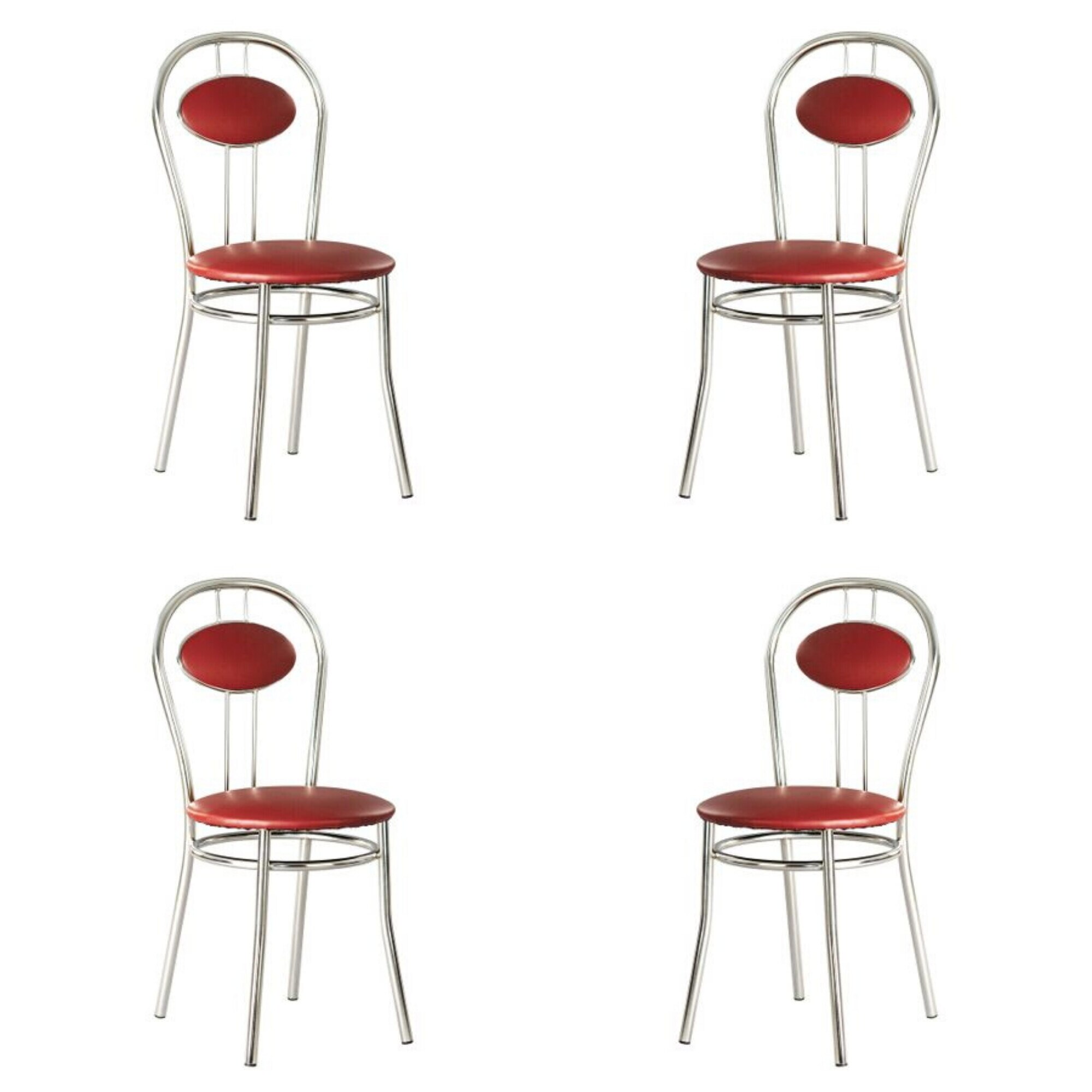 Set 4 scaune bucatarie/dining TIZIANO, Carmin piele ecologica