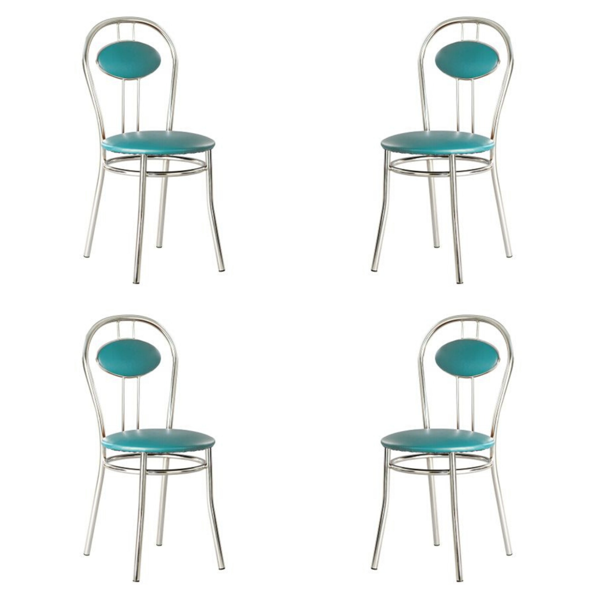 Set 4 scaune bucatarie/dining TIZIANO, Turcoaz piele ecologica
