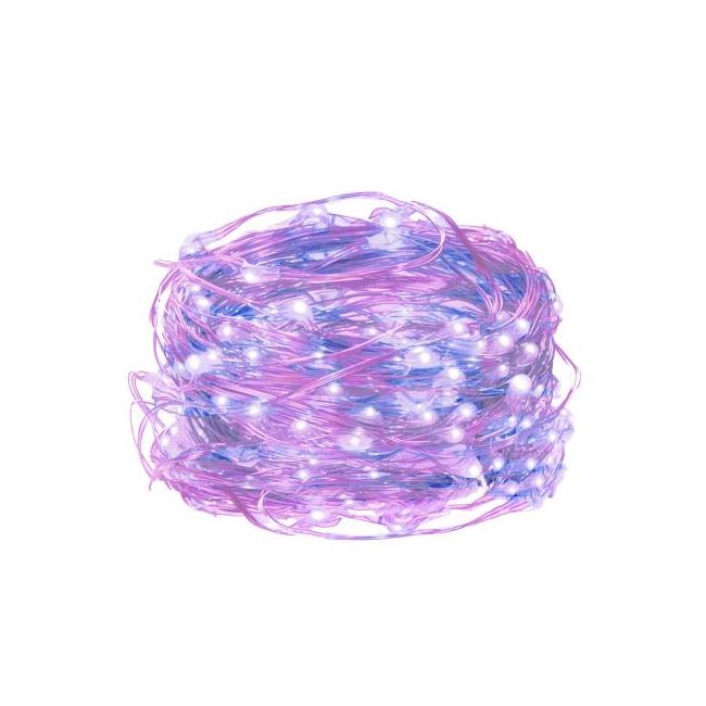 Instalatie luminoasa LED de Craciun, 20 led-uri, 2m, roz/albastru, Alimentare cu baterii 2xAA