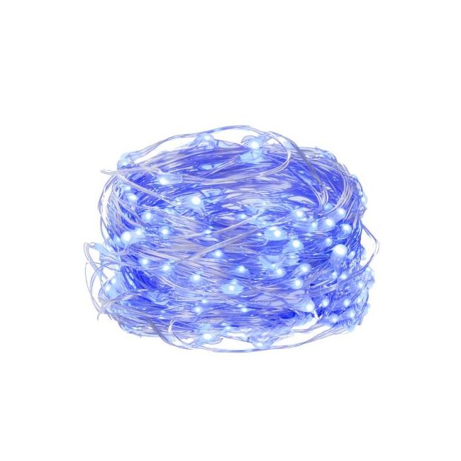 Instalatie luminoasa LED de Craciun, 50 led-uri, 5m, albastru, Alimentare cu baterii 3xAA