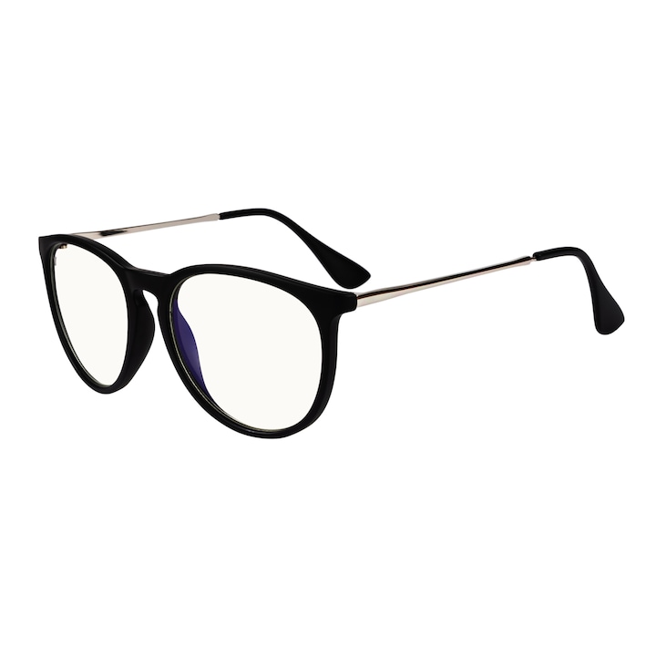 Компютърни защитни очила uVision Kraft Silver, Антисиня светлина, Универсален размер, Сребрист/Черен