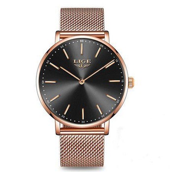 Ceas dama, Elegant, Luxury, Quartz, Analog, Subtire, Otel inoxidabil, Rezistent la socuri, Rezistenta la apa 3 ATM, Auriu/Negru Ceas dama, Elegant, Luxury, Quartz, Analog, Subtire, Otel inoxidabil, Rezistent la socuri, Rezistenta la apa 3 ATM, Auriu/Negru