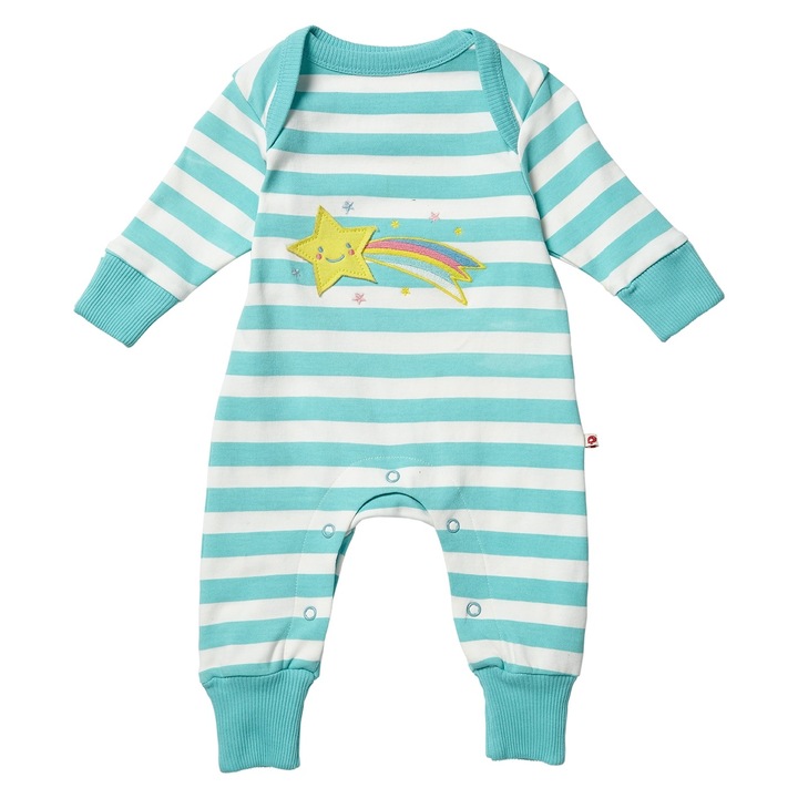 Salopeta cu steluta zglobie, bumbac organic, multicolor, bebe