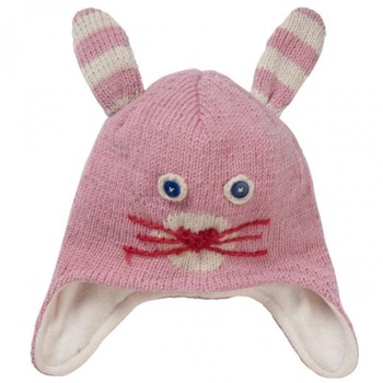 Caciula din lana tricotata, iepuras (handmade), lana, multicolor, fete 3 - 5 ani Caciula din lana tricotata, iepuras (handmade), lana, multicolor, fete 3 - 5 ani