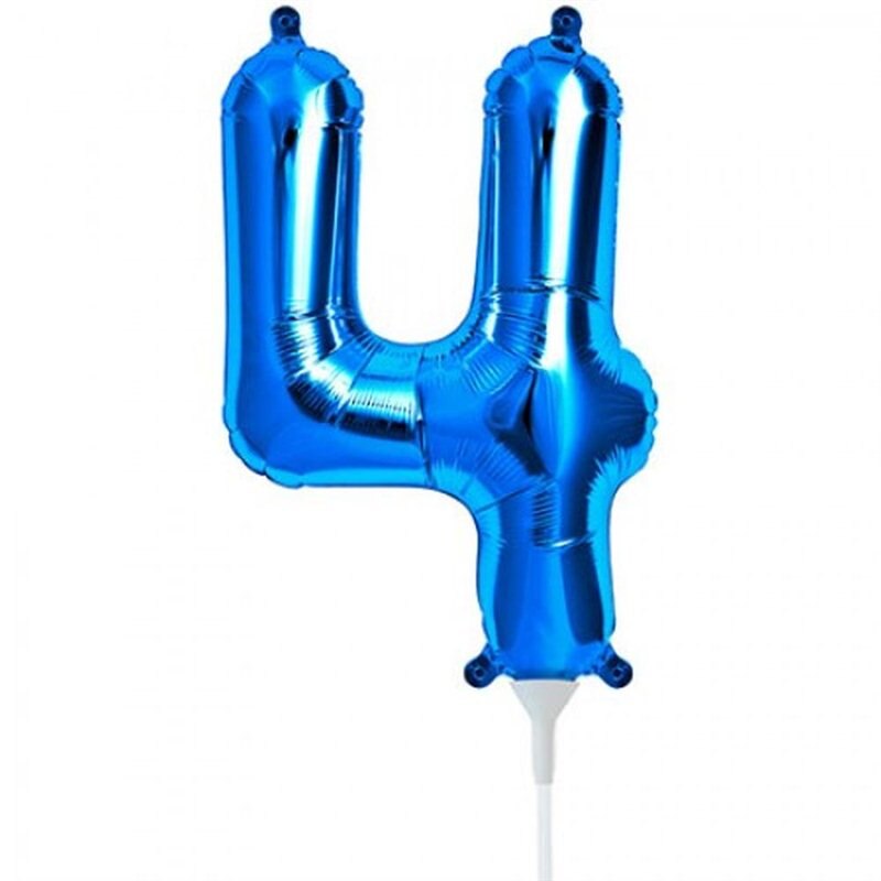 Balon folie cifra 4 albastru - 41 cm, Qualatex 59029