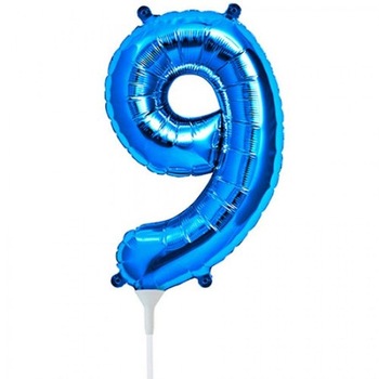 Balon folie cifra 9 albastru - 41 cm, Qualatex 59039 Balon folie cifra 9 albastru - 41 cm, Qualatex 59039