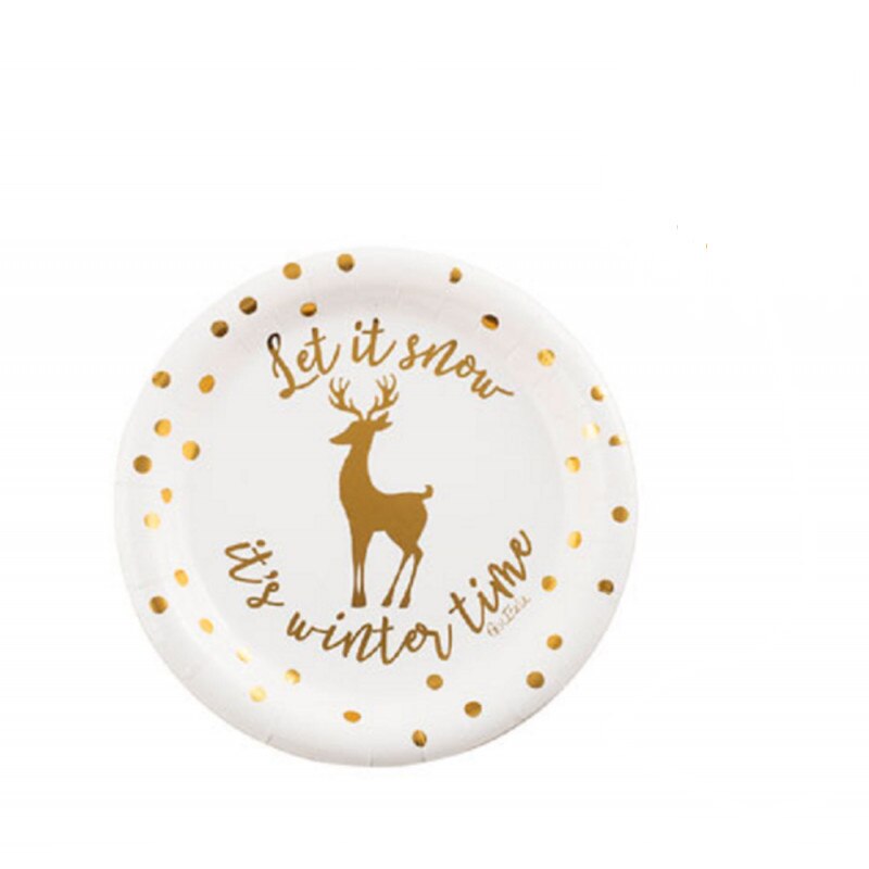 Farfurii carton Let It Snow pentru Sarbatori, 18 cm, Radar 63966, Set 8 buc