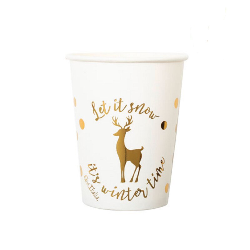 Pahare carton Let It Snow pentru Sarbatori, 250 ml, Radar 63967, Set 8 buc