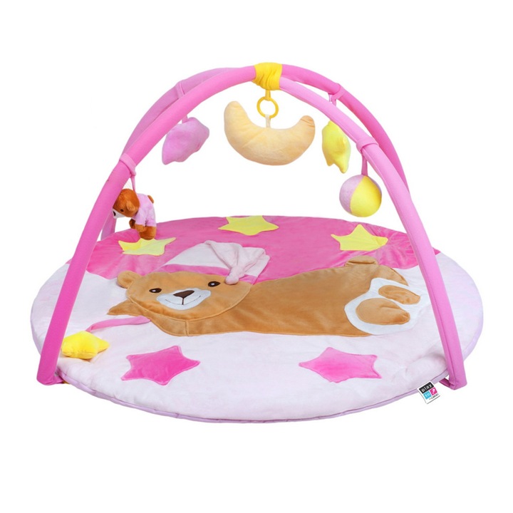 Covoras de joaca 87 x 87 cm PlayTo Ursulet 31612, Roz