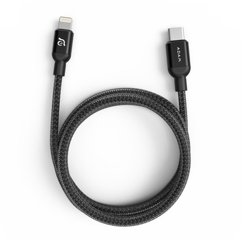 Cablu impletit fast charge Lightning to USB-C ADAM Elements PeAk II, 1.2m, negru Cablu impletit fast charge Lightning to USB-C ADAM Elements PeAk II, 1.2m, negru