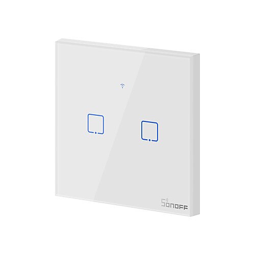 Intrerupator dublu cu touch Sonoff T0EU2C-TX, Wi-Fi, Alb