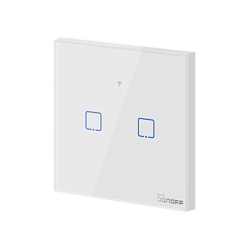 Intrerupator dublu cu touch Sonoff T0EU2C-TX, Wi-Fi, Alb Intrerupator dublu cu touch Sonoff T0EU2C-TX, Wi-Fi, Alb