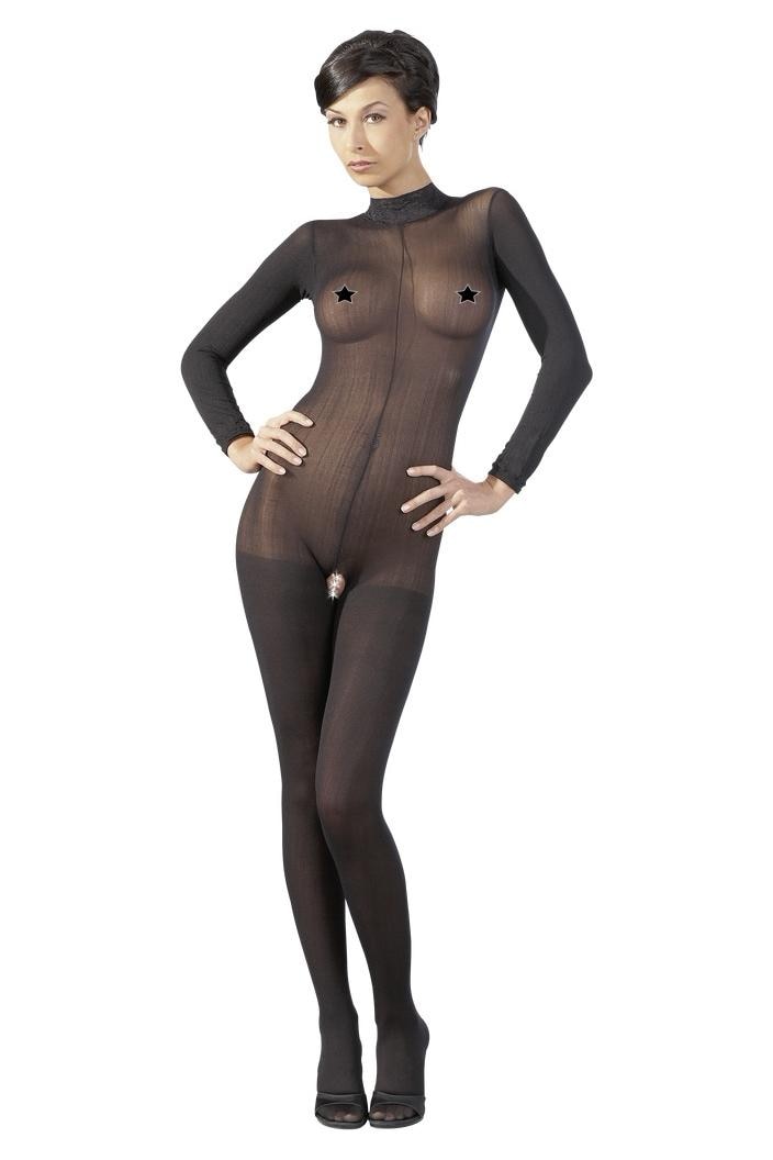 Catsuit Mandy Mystery Ouvert Negru, Negru, S-M
