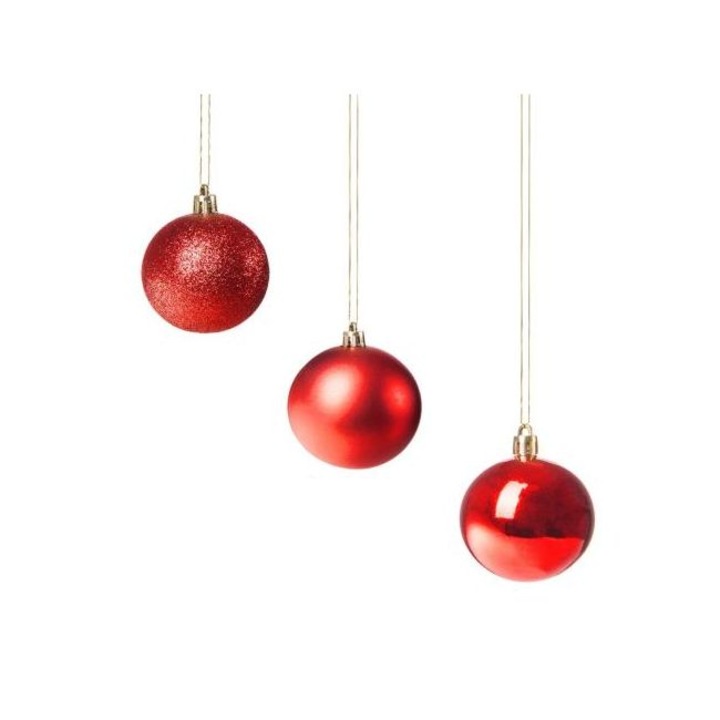 Set globuri Craciun, pentru brad, din plastic, 4cm, 20 buc, rosu