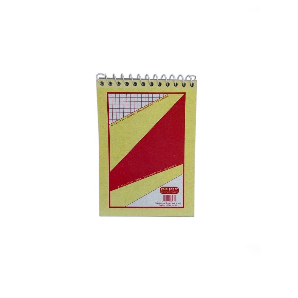 Set 10 Bloc Notes A7 Matematica, 60 File cu Spira Metalica, Hartie Offset 55 g/m²