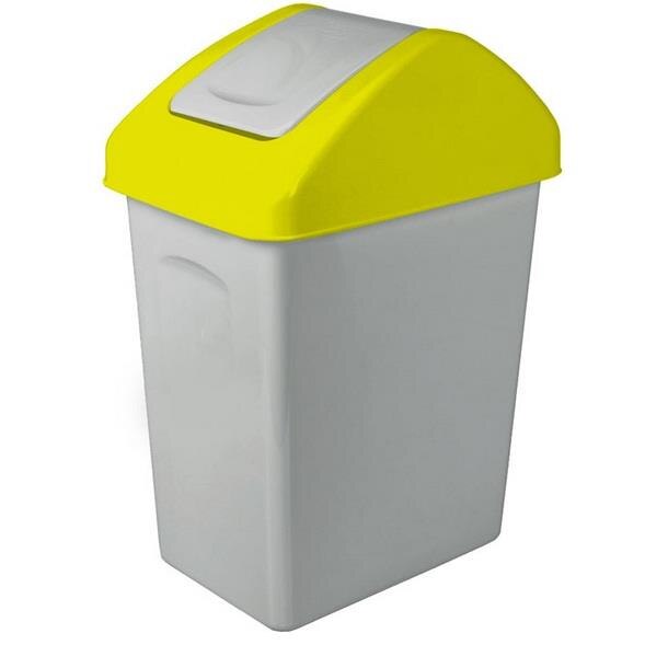 Cosul de gunoi cu balamale Branq 10l pentru segregare Galben 1310