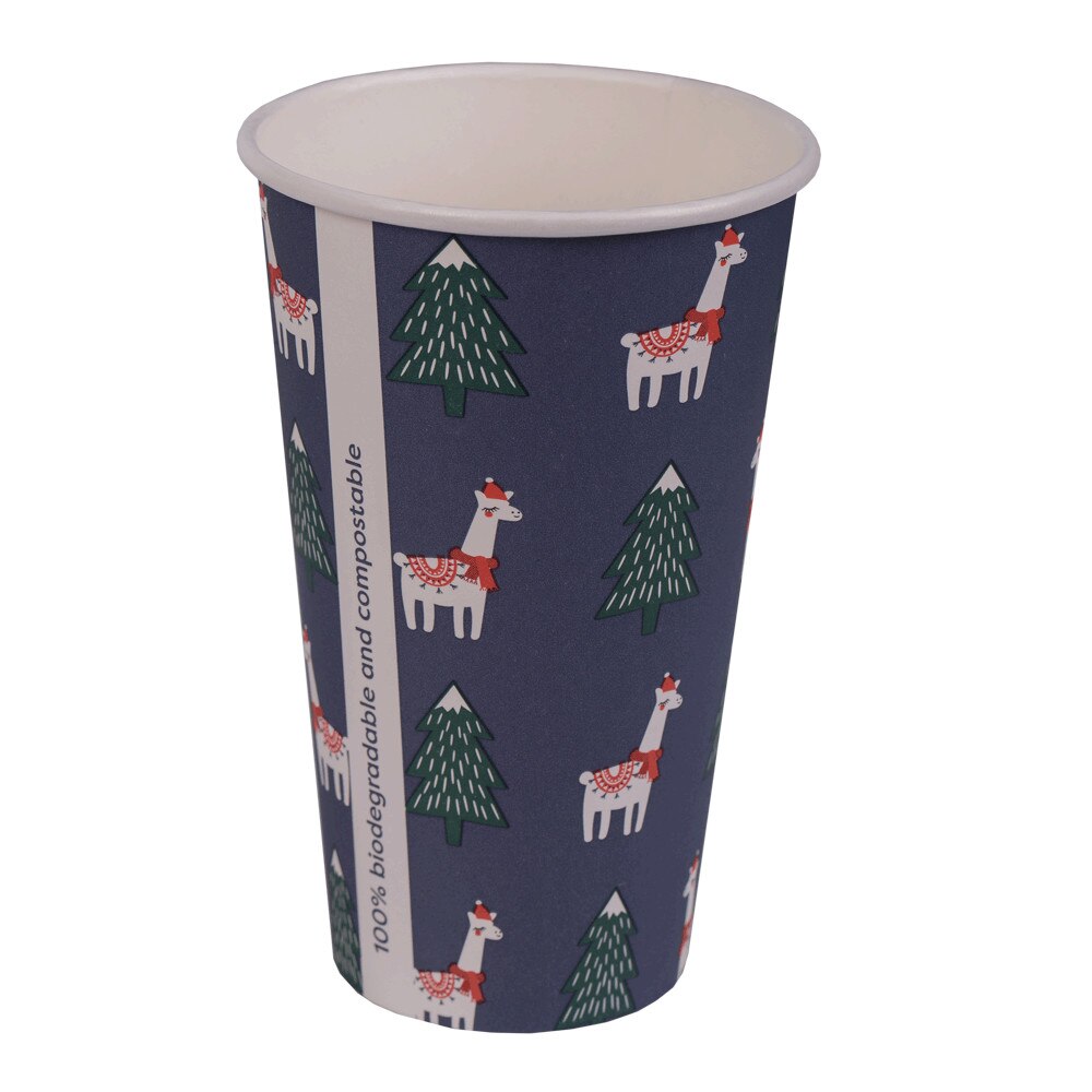 Pahare Biodeck editie de iarna 480ml, 100% biodegradabile si compostabile, 50 buc/set, carton si PLA