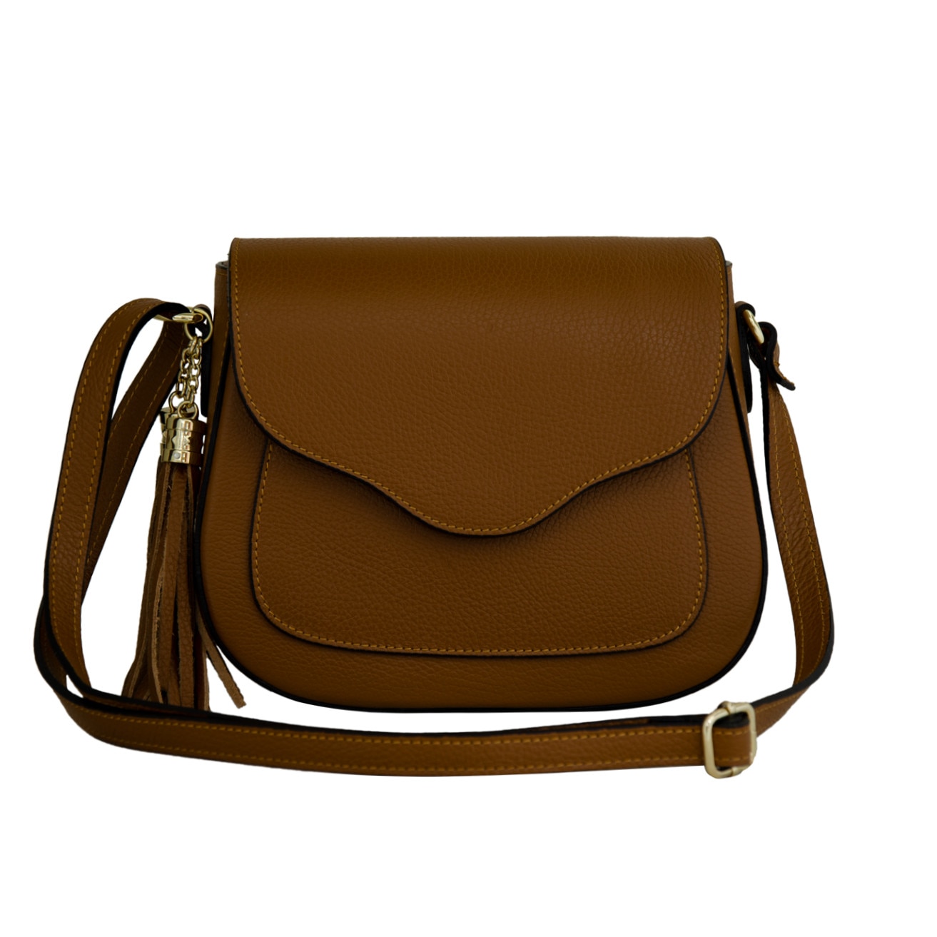 Geanta tip postas din piele naturala Eva Bags,Lia maro coniac