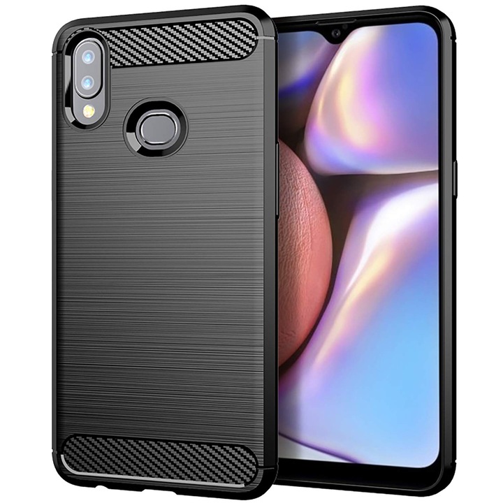 Telefontok Samsung Galaxy A10s - Forcell CARBON fekete szilikon tok