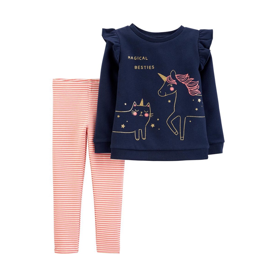 Set 2 piese bluza si tricou fetite Carter's, multicolor, 12 luni