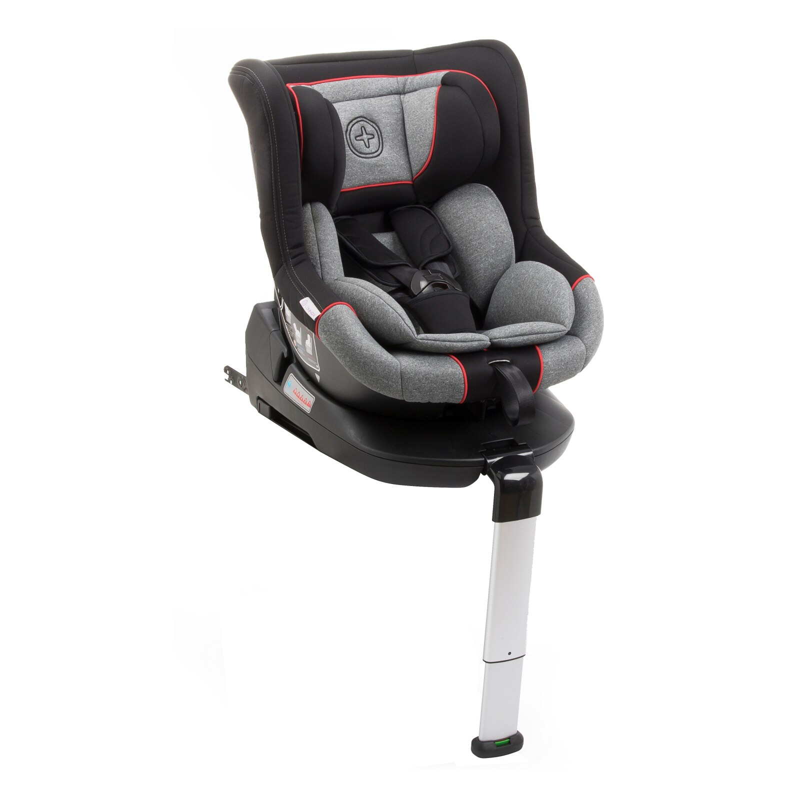 Scaun auto BABYAUTO MORE LENNOX, Isofix, rotatie 360 grade, picior suport, 0-18 kg, Gri/Rosu