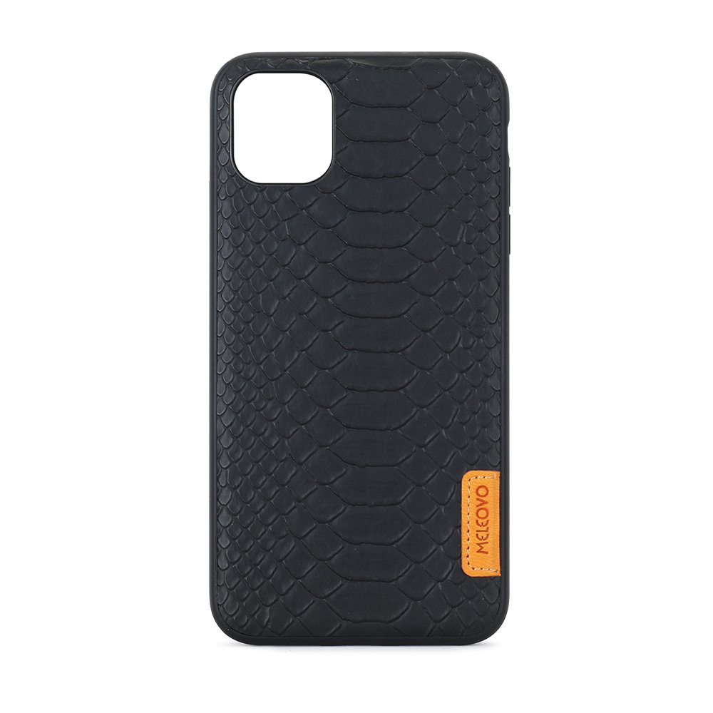 Husa Meleovo Python pentru iPhone 11 Pro Max, placuta metalica integrata, Black