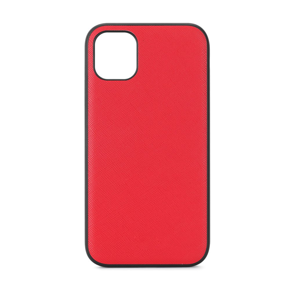 Husa Meleovo Saffiano Magnetic pentru iPhone 11 Pro Max, placuta metalica integrata, Red