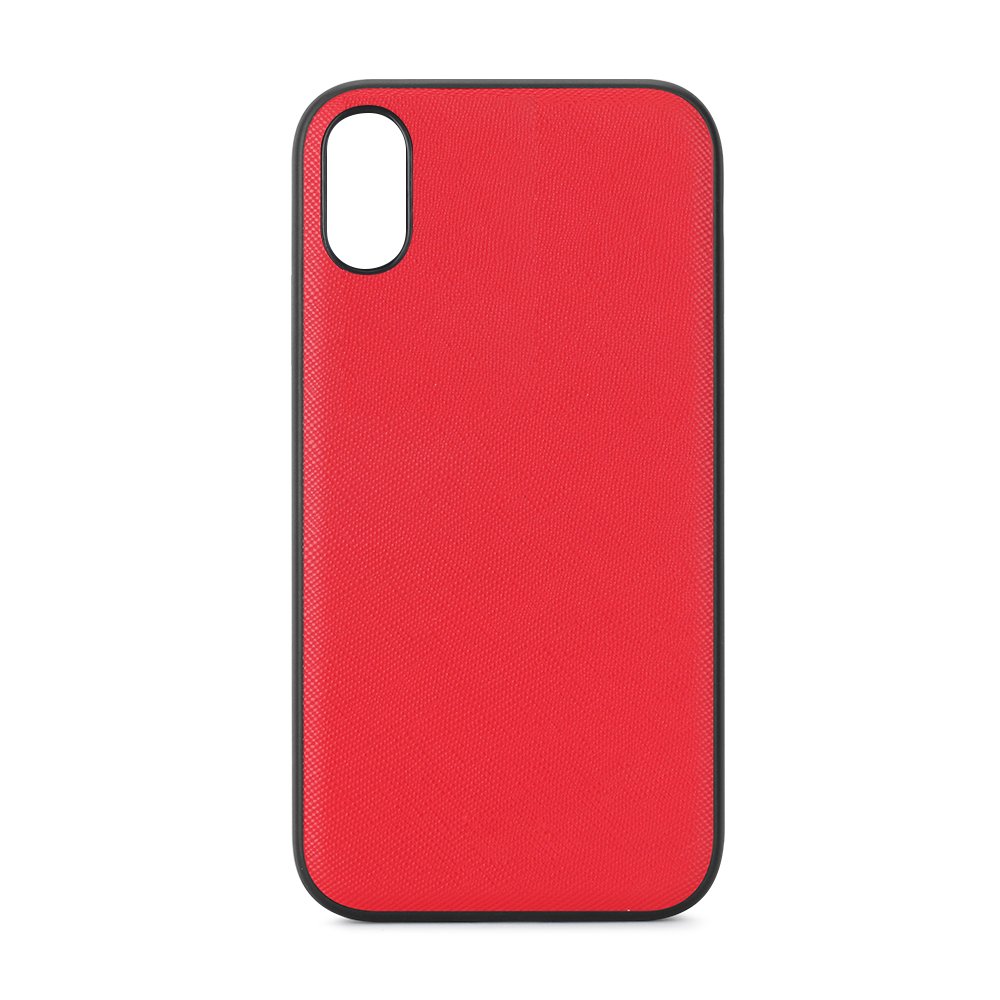 Husa Meleovo Saffiano Magnetic pentru iPhone XS / X, placuta metalica integrata, Red