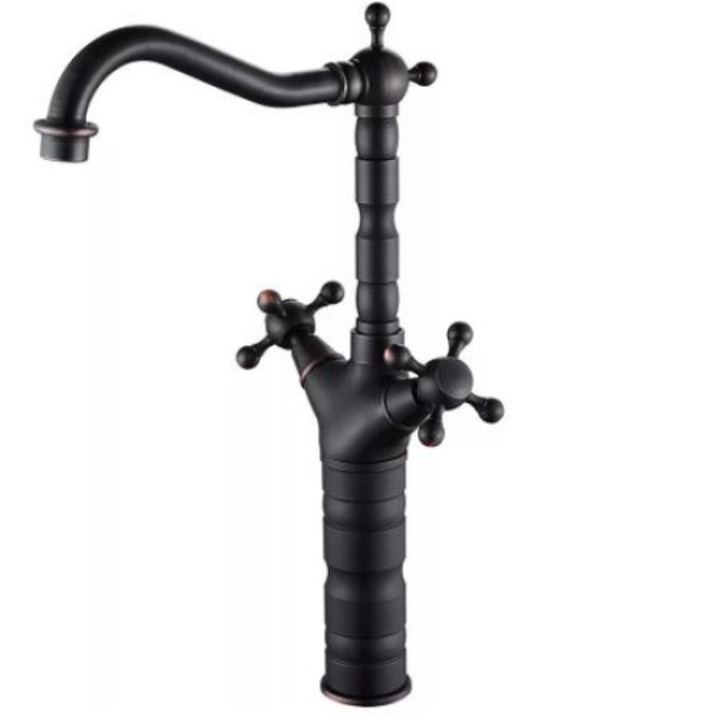 Konyhai csaptelep, hattyú típusú, magasan mozgatható csővel, matt fekete TRENDY S