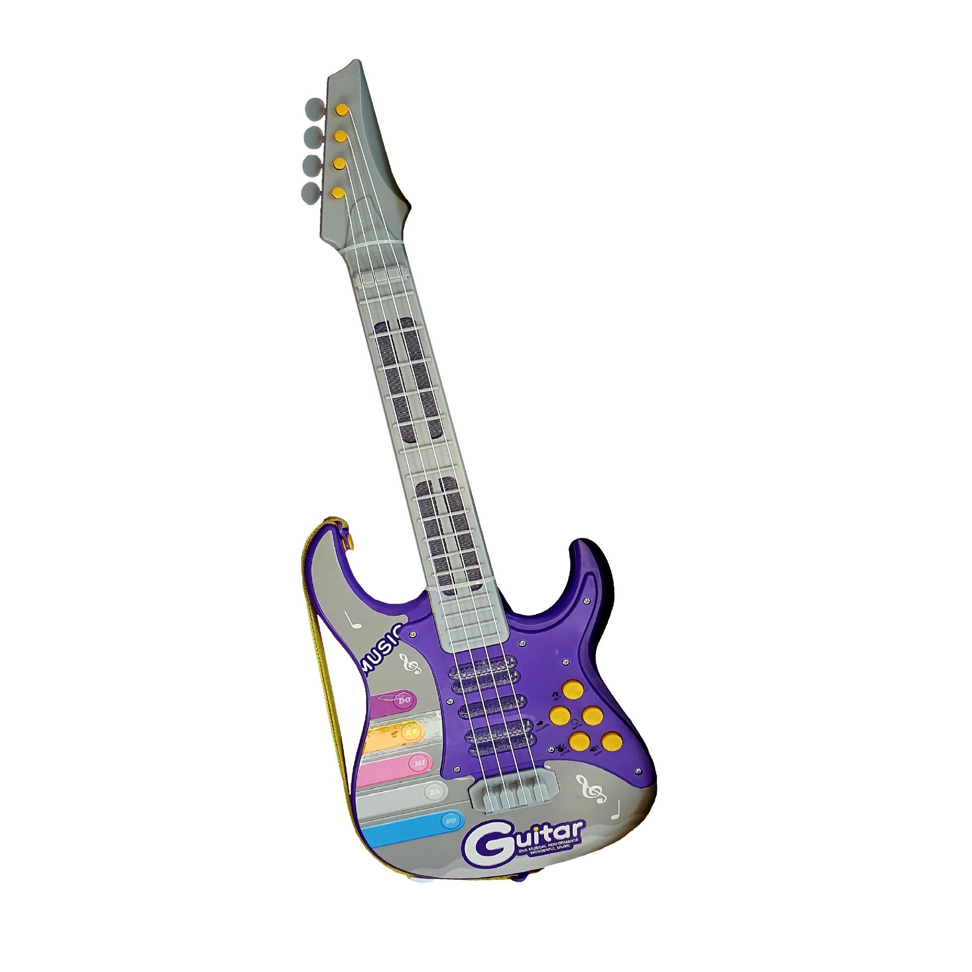 Chitara rock cu corzi si baterii, lumini, 16 melodii, lungime 55 cm