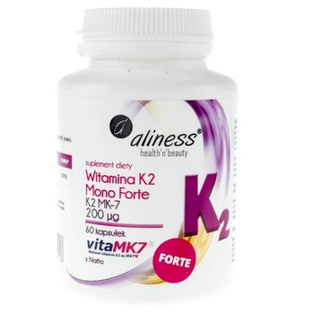 Supliment alimentar Aliness Vitamina K2 Mono FORTE MK-7 200 ug cu capsule Natto - 60 capsule Supliment alimentar Aliness Vitamina K2 Mono FORTE MK-7 200 ug cu capsule Natto - 60 capsule