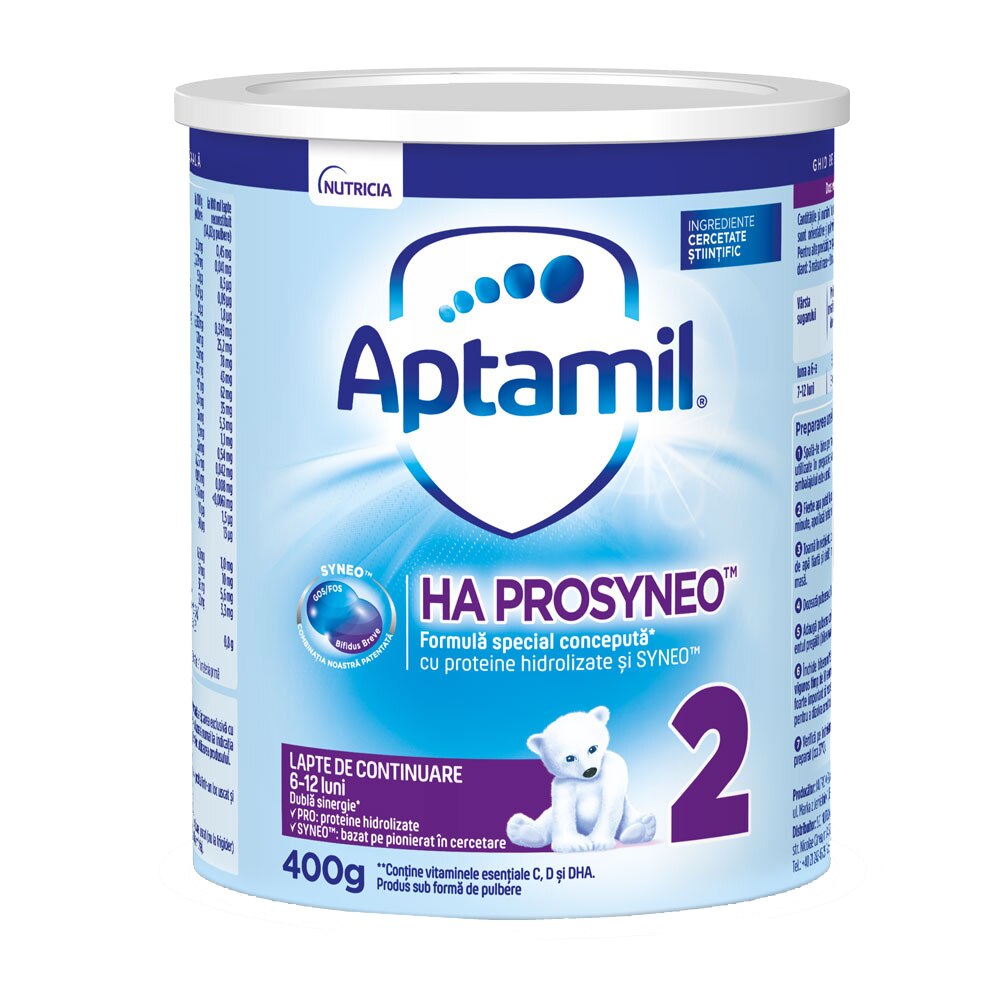 Lapte praf Aptamil HA 2 Prosyneo, 400 g, 6-12 luni