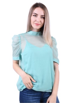 Bluza cu maneca scurta Wasabi, Turcoaz, Vero Moda, Marimea M 38 EU Bluza cu maneca scurta Wasabi, Turcoaz, Vero Moda, Marimea M 38 EU
