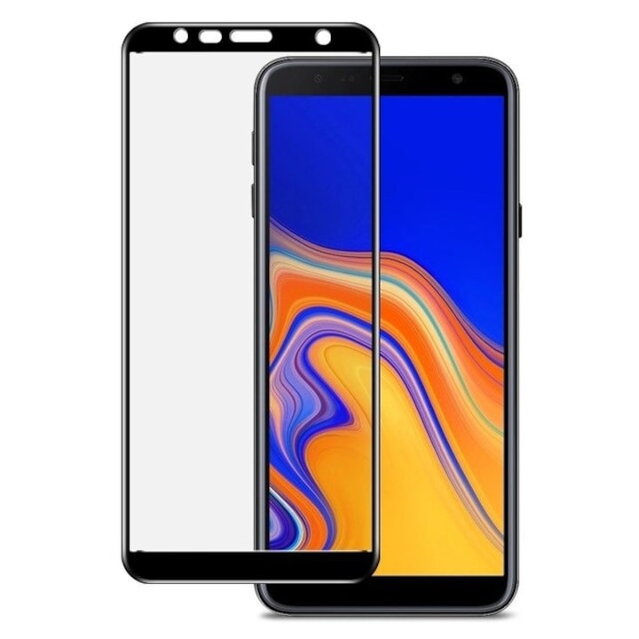 Стъклен протектор за Samsung Galaxy J4 Plus J4+ J415 - (2018) FullGlue Черен Black лепило по цялата повърност FullFace версия скрийн протектор