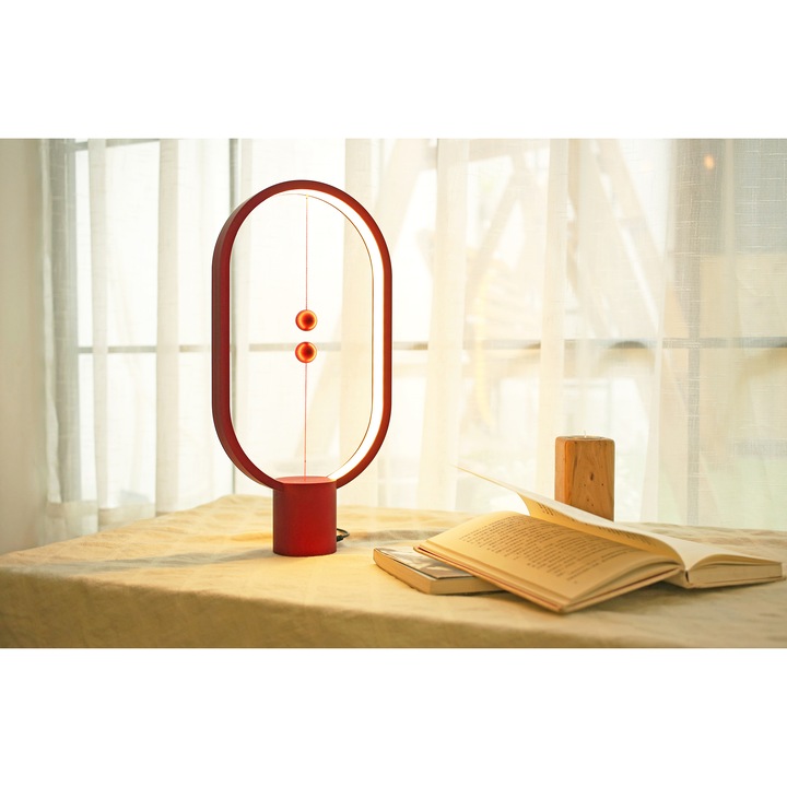 Lampa LED Allocacoc Heng Balance Lamp Ellipse, USB, 5W, 50 lm, 1A 5V, lumina calda, Rosu