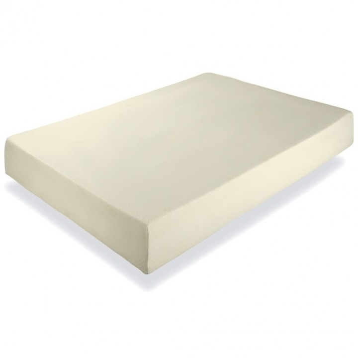 Cearceaf de pat cu elastic pentru pat 2 persoane, Material Bumbac 100% Ranforce, dimensiune 160x200, crem