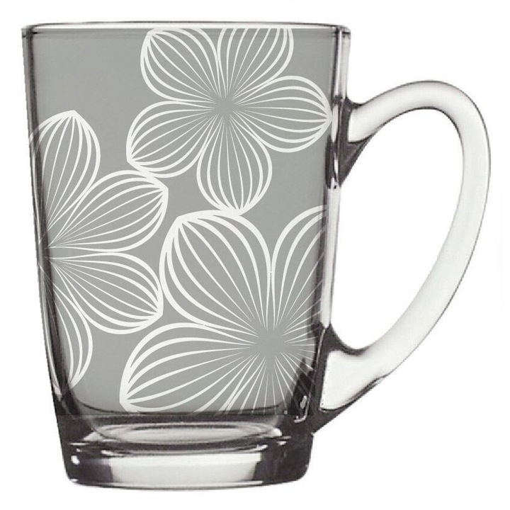 Cana sticla 320ml, gri, Ambition Dream Flower