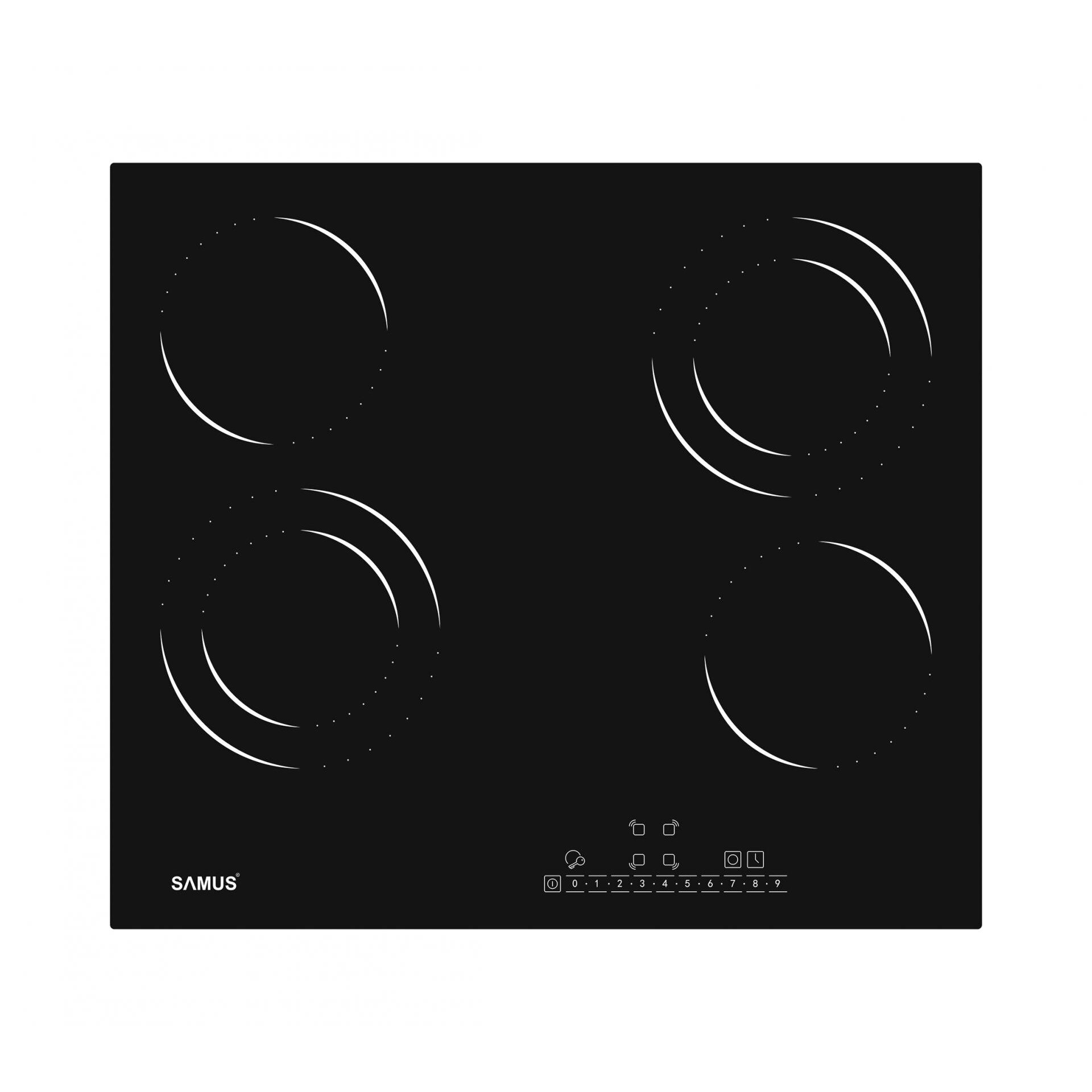 Plita incorporabila Samus PSVM-64BG6, Vitroceramica, 4 arzatoare, Touch Control, 60 cm, Negru