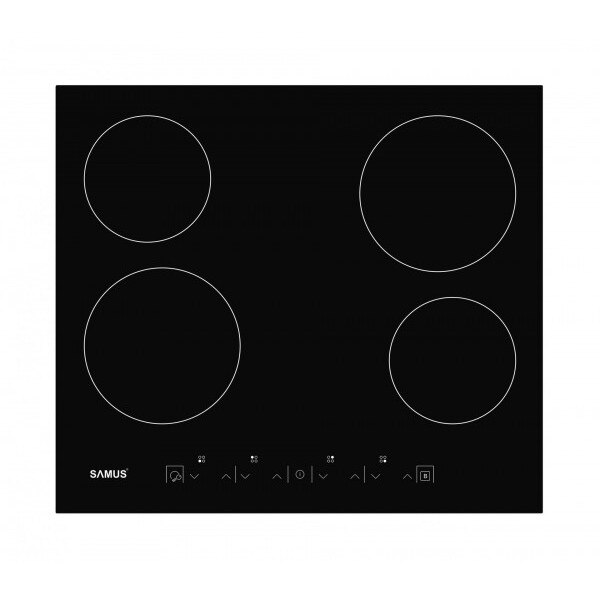 Plita incorporabila Samus PSVM-64BG3, Vitroceramica, 4 arzatoare, Touch Control, Timer, 60 cm, Negru