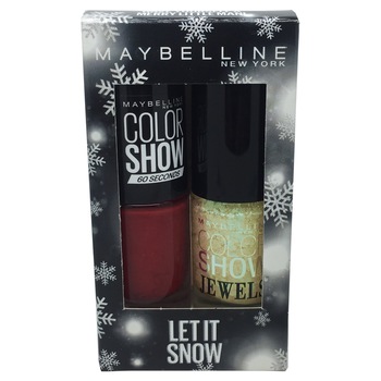 Set Maybelline NY Lac de unghii Let It Snow Christmas Edition, Rosu 353, 7ml + Precious Pearl Gold, 7 ml Set Maybelline NY Lac de unghii Let It Snow Christmas Edition, Rosu 353, 7ml + Precious Pearl Gold, 7 ml