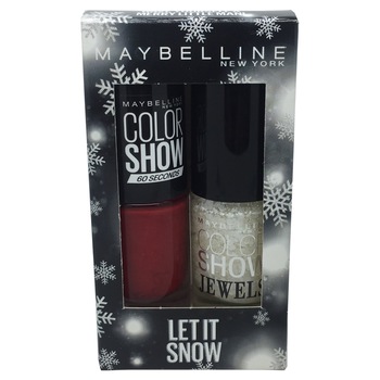 Set Maybelline NY Lac de unghii Let It Snow Christmas Edition, Rosu 353, 7ml + Precious Pearl Silver, 7 ml Set Maybelline NY Lac de unghii Let It Snow Christmas Edition, Rosu 353, 7ml + Precious Pearl Silver, 7 ml