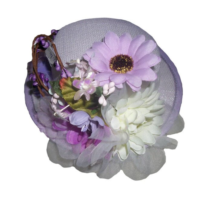 Palarie dama,accesorizata cu flori,D&J Exclussive, alba , universala