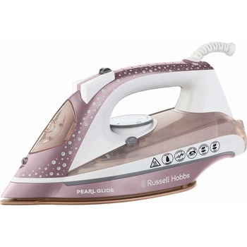 Fier de calcat Russell Hobbs Pearl Glide Rose 23972-56, 2600 W, Talpa cu perle, Auto-curatare, Roz/Alb Fier de calcat Russell Hobbs Pearl Glide Rose 23972-56, 2600 W, Talpa cu perle, Auto-curatare, Roz/Alb