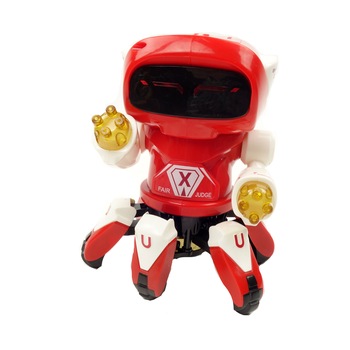 Spider-robot, dansator, muzica, luminite, 17 cm, rosu/alb Spider-robot, dansator, muzica, luminite, 17 cm, rosu/alb