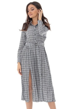 Rochie multicolora, ROH, cu guler indoit clasic - DR4034, 42 Rochie multicolora, ROH, cu guler indoit clasic - DR4034, 42