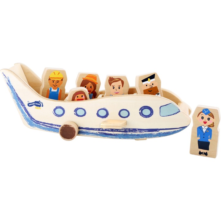Дървен самолет, Legler Small Foot, с включени фигури